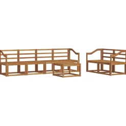 vidaXL Udendørs sofagruppe 7 pcs Naturfarvet Massivt Akacietræ