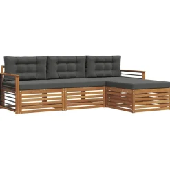 vidaXL Udendørs sofagruppe med pude 4 pcs Naturlig og Antracit