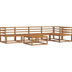 vidaXL Udendørs sofagruppe 6 pcs Naturfarvet Massivt Akacietræ