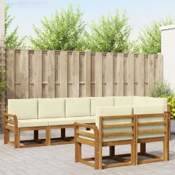 vidaXL Udendørs sofagruppe med pude 8 pcs Naturlig og Fløde