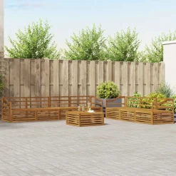 vidaXL Udendørs sofagruppe 8 pcs Naturfarvet Massivt Akacietræ