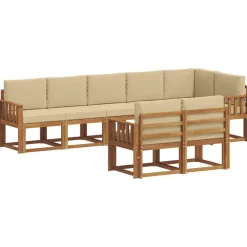 vidaXL Udendørs sofagruppe med pude 8 pcs Naturlig og Beige