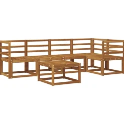 vidaXL Udendørs sofagruppe med pude 6 pcs Naturlig og Beige