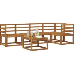 vidaXL Udendørs sofagruppe med pude 6 pcs Naturlig og Beige