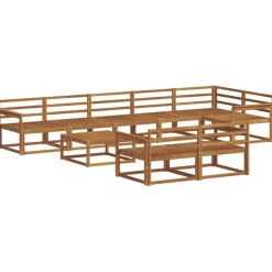 vidaXL Udendørs sofagruppe 9 pcs Naturfarvet Massivt Akacietræ