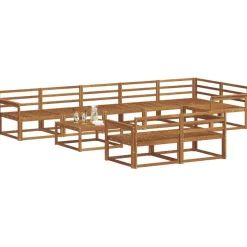 vidaXL Udendørs sofagruppe 9 pcs Naturfarvet Massivt Akacietræ