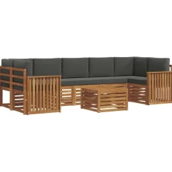 vidaXL Udendørs sofagruppe med pude 8 pcs Naturlig og Antracit