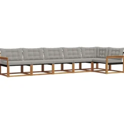 vidaXL Udendørs sofagruppe med pude 6 pcs Naturlig og Lys Grå