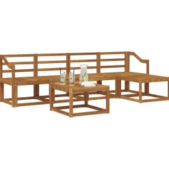 vidaXL Udendørs sofagruppe 6 pcs Naturfarvet Massivt Akacietræ