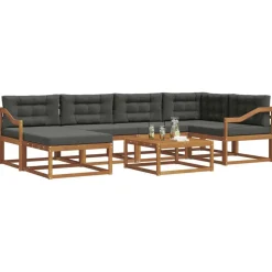 vidaXL Udendørs sofagruppe med pude 7 pcs Naturlig og Antracit