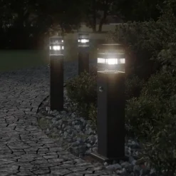 vidaXL udendørs standerlampe med sensor 50 cm aluminium sort