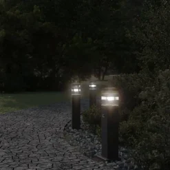 vidaXL udendørs standerlampe med sensor 50 cm aluminium sort