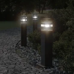 vidaXL udendørs standerlampe 50 cm aluminium sort