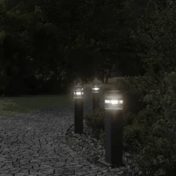 vidaXL udendørs standerlampe 50 cm aluminium sort