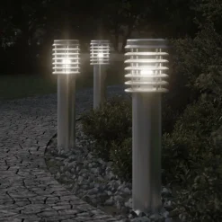 vidaXL udendørs standerlamper 3 stk. 60 cm rustfrit stål sølvfarvet