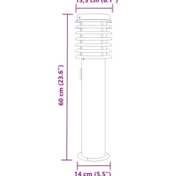 vidaXL udendørs standerlampe med stikkontakt 60 cm rustfrit stål sort