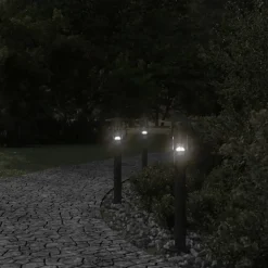 vidaXL udendørs standerlampe 60 cm rustfrit stål sort