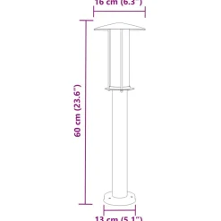 vidaXL udendørs standerlampe 60 cm rustfrit stål sort