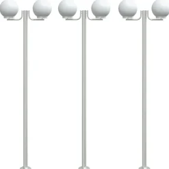 vidaXL udendørs standerlamper 3 stk. 215 cm rustfrit stål sølvfarvet