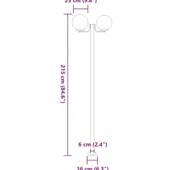vidaXL udendørs standerlamper 3 stk. 215 cm rustfrit stål sølvfarvet