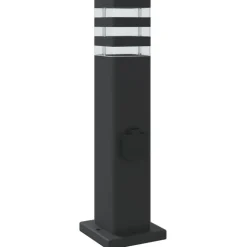 vidaXL udendørs standerlampe med stikkontakt 50 cm aluminium sort