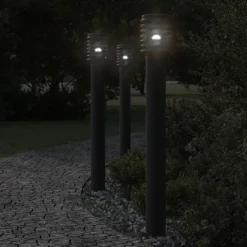 vidaXL udendørs standerlampe med stikkontakt 60 cm rustfrit stål sort