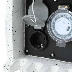 vidaXL udendørs stikdåse med timer kunstig sten