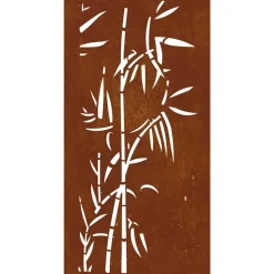 vidaXL udendørs vægdekoration 105x55 cm bambusdesign cortenstål