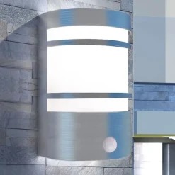 vidaXL Udendørs væglampe med sensor rustfrit stål