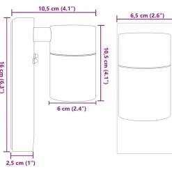 vidaXL Udendørs væglampe Sort 6,5 x 10,5 x 16 cm Rustfrit stål og glas