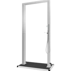 vidaXL udendørsbruser med bakke WPC rustfrit stål