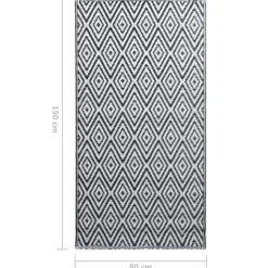 vidaXL udendørstæppe ARAKIL 80x150 cm PP hvid og sort