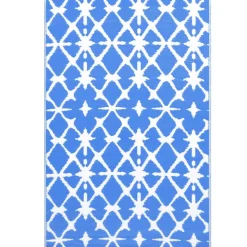 vidaXL udendørstæppe ARAKIL 80x150 cm PP Blå og hvid