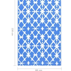 vidaXL udendørstæppe ARAKIL 80x150 cm PP Blå og hvid