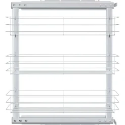 vidaXL udtrækskurv til køkkenskab tre lag 47x25x56 cm sølv
