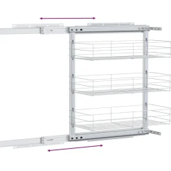 vidaXL udtrækskurv til køkkenskab tre lag 47x25x56 cm sølv
