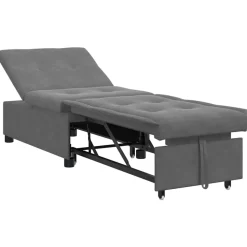 vidaXL Udtrækssofa Mørkegrå 194 x 67 x 82 cm Microfiber