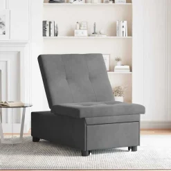 vidaXL Udtrækssofa Mørkegrå 194 x 67 x 82 cm Microfiber