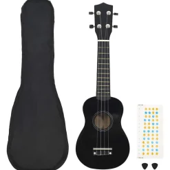 vidaXL ukulelesæt med taske til børn 21" sort
