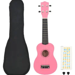 vidaXL ukulelesæt med taske til børn 21" pink