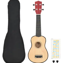 vidaXL ukulelesæt sopran med taske til børn 21" lyst træ