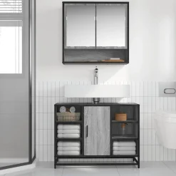 vidaXL underskab til håndvask 80x33x60 cm konstrueret træ grå sonoma