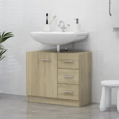 vidaXL underskab til håndvask 63x30x54 cm konstrueret træ sonoma-eg
