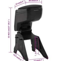 vidaXL universelt armlæn til bil 14x30x(32-48,5) cm ABS sort