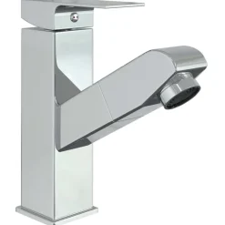 vidaXL vandhane m. udtræksfunktion til håndvask 157x172 mm kromfinish