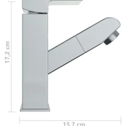 vidaXL vandhane m. udtræksfunktion til håndvask 157x172 mm kromfinish