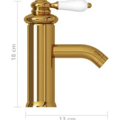 vidaXL vandhane til badeværelseshåndvask 130x180 mm guldfarvet