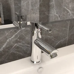 vidaXL vandhane til badeværelseshåndvask 130x176 mm kromfinish
