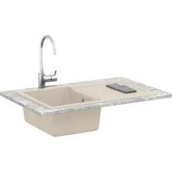 vidaXL Vask Beige 780 x 500 mm 80% Kvarts og 20% Resin