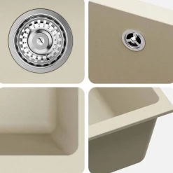 vidaXL Vask Beige 370 x 460 mm 80% Kvarts og 20% Resin